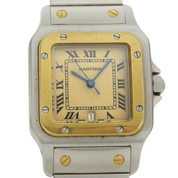 1円 不動 ジャンク カルティエ CARTIER 187901 クオーツ サントスガルベLM アイボリー文字盤 SS/YG&times;SS/YG メンズ 腕時計
