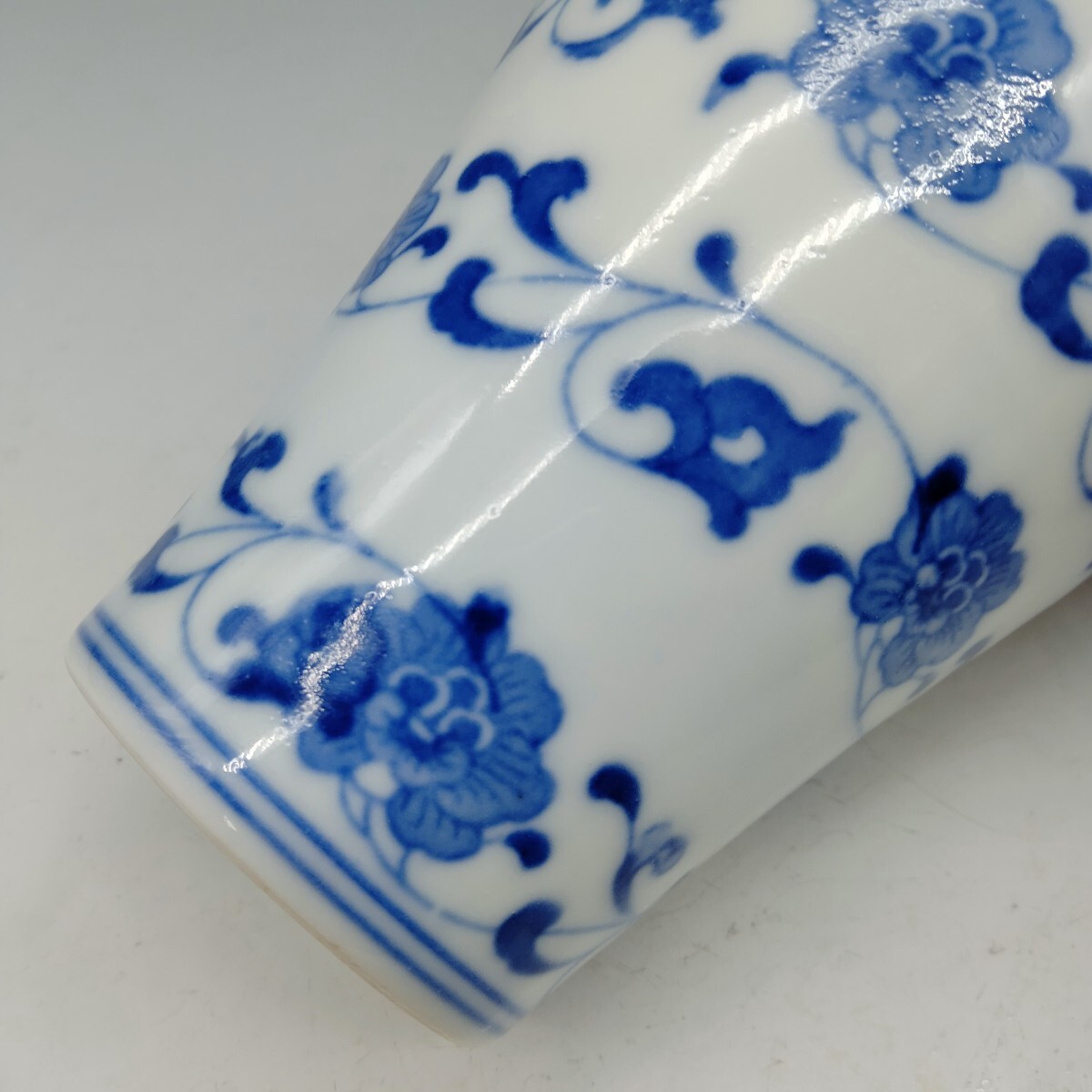 染付 花瓶 花器 青花 陶磁器 中国美術 骨董品 箱付き 景徳鎮製銘 - 购够网