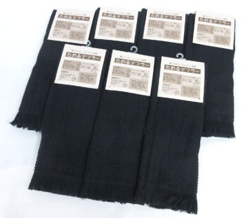 送料300円(税込)■uj370■たおるマフラー ブラック 日本製 7点【シンオク】