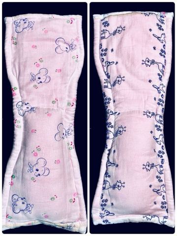 超モコモコ版レトロ柄　リバーシブル　大人用布オムツ　おしめ　失禁パッド　80㎝　幅30 6層構造　半分中綿入　