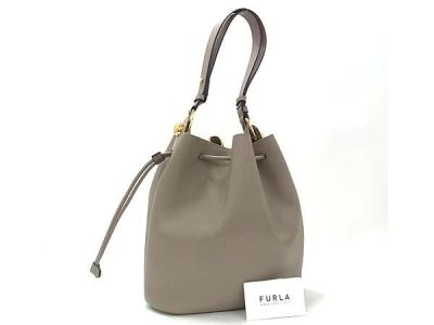 1円 ■極美品■ FURLA フルラ WB01449 SFERA スフェラ レザー ハンドバッグ トートバッグ ショルダー 肩掛け グレージュ系 HA3648