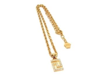 1円 ■新品同様■ VERSACE ヴェルサーチ ヴィンテージ ラインストーン ネックレス アクセサリー レディース ゴールド系 BS4552
