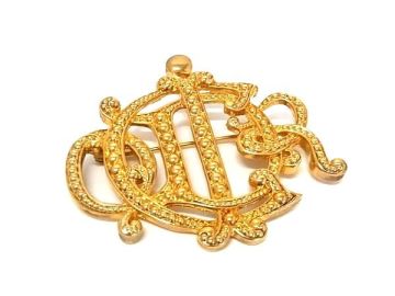 1円 ■美品■ ChristianDior クリスチャンディオール ヴィンテージ ピンバッチ ピンブローチ アクセサリー レディース ゴールド系 BR2515