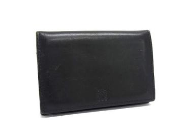 1円 LOEWE ロエベ アナグラム レザー カードケース カード入れ 名刺入れ メンズ レディース ブラック系 FZ1230