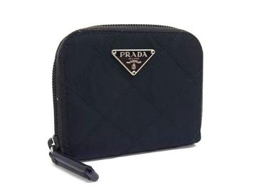 1円 ■美品■ PRADA プラダ キャンバス ラウンドファスナー コインケース コインパース 小銭入れ カード入れ メンズ ネイビー系 FZ1231