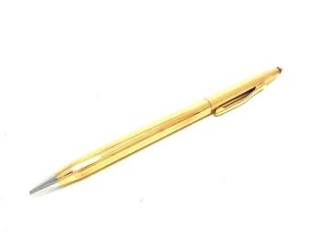 1円 ■美品■ CROSS クロス 18KT 18金 ツイスト式 シャープペンシル 筆記用具 文房具 ステーショナリー ゴールド系 FZ1384