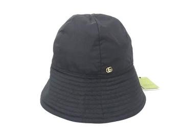 1円 ■極美品■ GUCCI グッチ GGマーモント ポリエステル100% バケットハット 帽子 サイズ M メンズ レディース ブラック系 BK5743