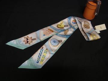 1円 ■極美品■ HERMES エルメス ファニー アイスクリーム ツイリー シルク100% リボンスカーフ レディース マルチカラー HA5324