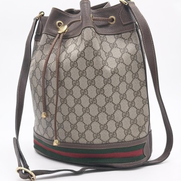 1円 【激レア】グッチ GUCCI ショルダーバッグ 巾着 シェリーライン GGスプリーム pvc ヴィンテージ オールド
