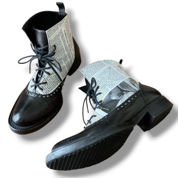 Christian Dior John Galliano クリスチャンディオール ガリアーノ ニュースペーパー ブーツ レザー レディース archive イタリア製 36.5