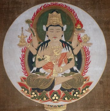 【掛け軸】　仏教美術　仏画　「虚空蔵菩薩像」　真作　真筆保証　絹本　截金　天保十五年裏書きあり　観音　阿弥陀　如来　不動
