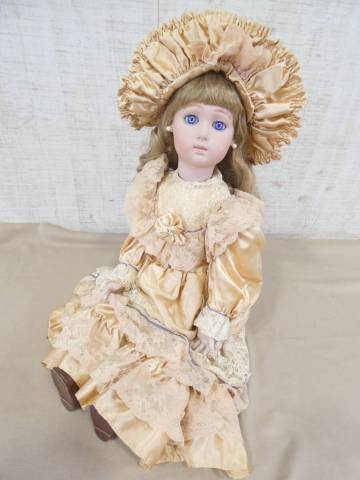 ◎ジャンク 女の子人形/西洋人形 大型 ビスクドール コレクターズドール CD-115 関節可動 全長約68cm 汚れあり 詳細不明 ＠120(3)