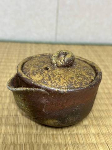 備前焼　石井不老　手ひねり　宝瓶　帰庵胴書刻　急須　茶器　煎茶道具