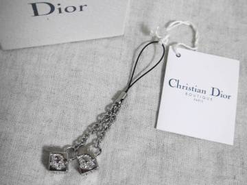 ◆中古◆Dior クリスチャンディオール キーホルダー/チャーム サイコロモチーフ シルバー色 キラキラ♪ 箱付◆定形外290円発送可◆a01 *87