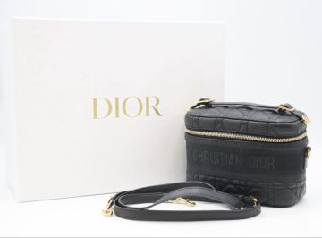 クリスチャンディオール Christian Dior カナージュ スモール ディオトラベル ヴァニティケース ショルダーバッグ ハンドバッグ ブラック