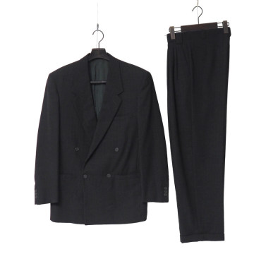 TK2425□イタリア製 ジャンニ ヴェルサーチ/GIANNI VERSACE メンズ46 ストライプスーツ セットアップ ダブルブレストジャケット+スラックス