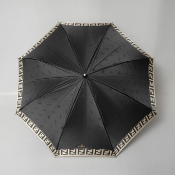 TK1892▼FENDI フェンディ ロゴ FFロゴ 折り畳み傘 雨傘 ブラック&times;ベージュ系
