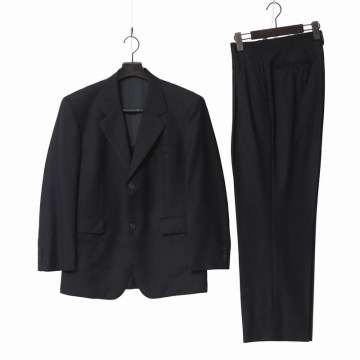 MI9638□テイラー＆ロッジ生地 イヴサンローラン/Yves Saint Laurent メンズ ブラックスーツ セットアップ 2Bジャケット+パンツ 冠婚葬祭