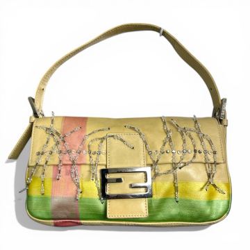 FENDI BAGUETTE LIMITED EDITION IN LEATHER WITH BEADED DECORATION AND PAINTING フェンディ マンマバケット 限定 レザー ビーズ バッグ