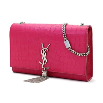 【1円スタート】サンローラン(SAINT LAURENT) クラシックケイト 2WAYチェーンショルダーバッグ 354119 クロコ調 型押し レザー ピンク 鞄