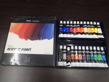 中古 残量多 Ohuhu アクリル 絵の具 24色セット 12ml ACRYLIC PAINT 画材 イラスト 激安１円スタート 