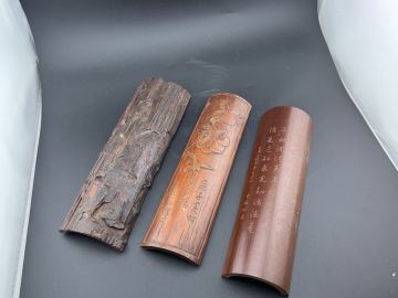 茶合 煎茶道具　三点まとめ 茶道具 茶量 唐物 古竹 時代 在銘 彫刻 骨董