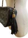 1円 ヴィンテージ シャネル CHANEL マトラッセ ラムスキン ショルダーバッグ ココマーク レザー フリンジ タッセル ダイヤモンドCC