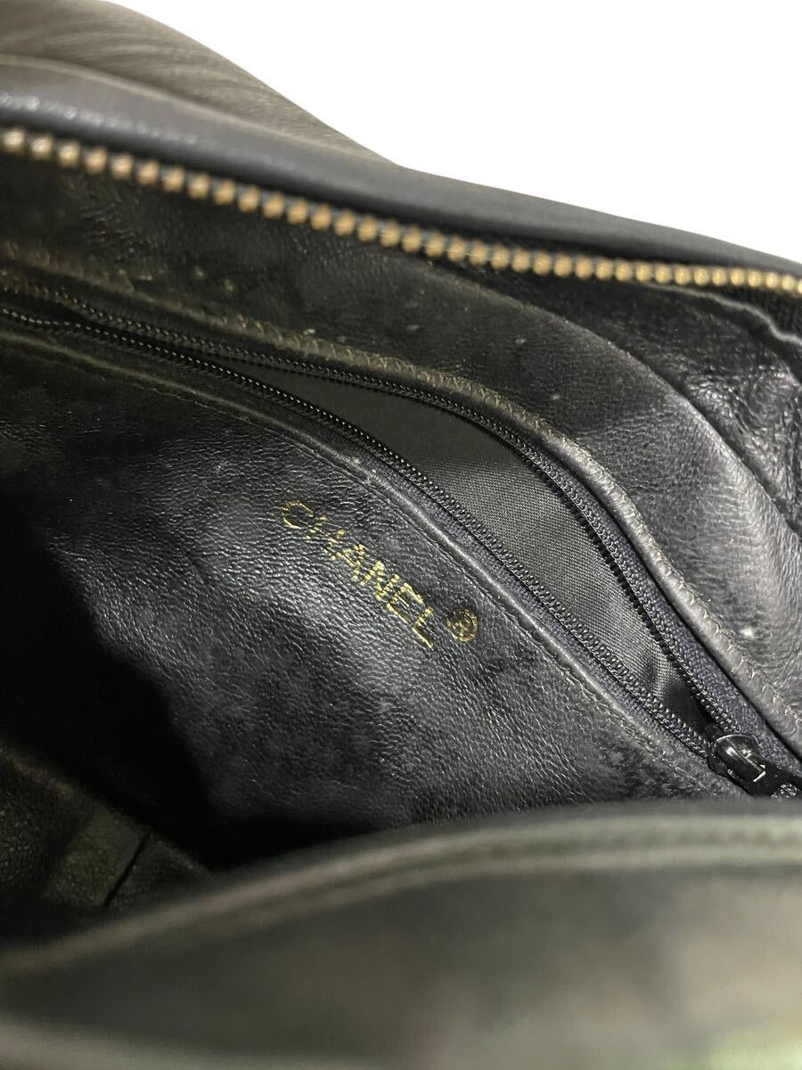  1円 ヴィンテージ シャネル CHANEL マトラッセ ラムスキン ショルダーバッグ ココマーク レザー フリンジ タッセル ダイヤモンドCC