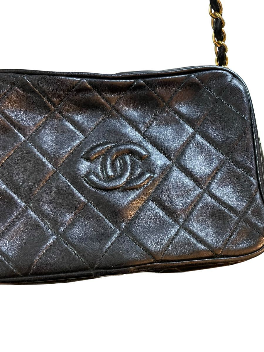  1円 ヴィンテージ シャネル CHANEL マトラッセ ラムスキン ショルダーバッグ ココマーク レザー フリンジ タッセル ダイヤモンドCC