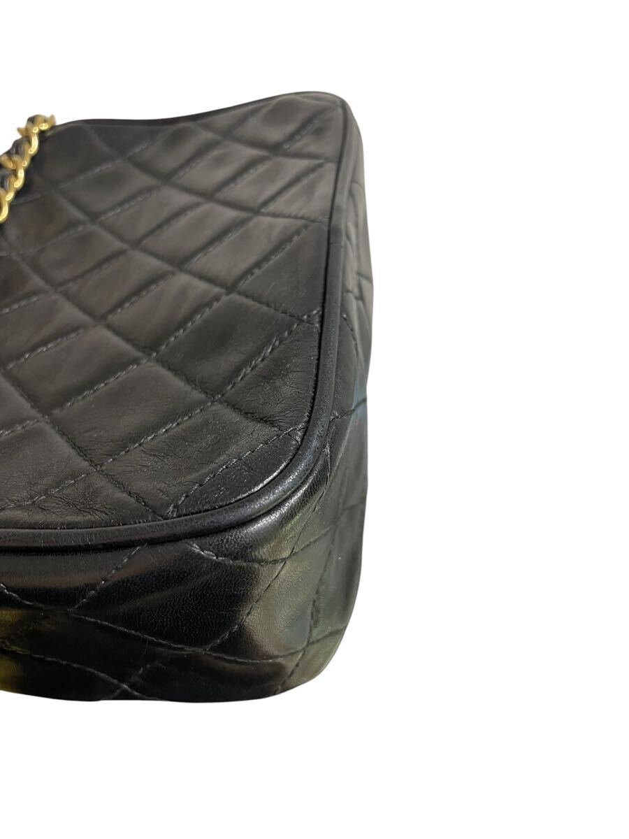  1円 ヴィンテージ シャネル CHANEL マトラッセ ラムスキン ショルダーバッグ ココマーク レザー フリンジ タッセル ダイヤモンドCC