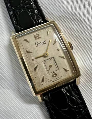 超希少 1940's カルティエ&times;モバード Wネーム メンズ 14KYG Ref.5179 手巻き タンク レクタンギュラー K14金無垢 ビンテージ アンティーク