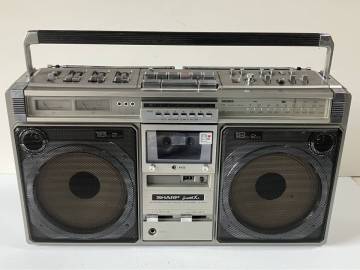 ①j941◆SHARP シャープ◆ラジカセ GF-505ST Searcher XL ラジオ ダブル 昭和 レトロ 大型 ステレオ カセット FM AM オーディオ シルバー