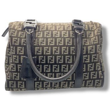 美品 FENDI フェンディ ハンドバッグ キャンバス ズッカ柄 レザー ブラウン 中古品 0408-06 12K