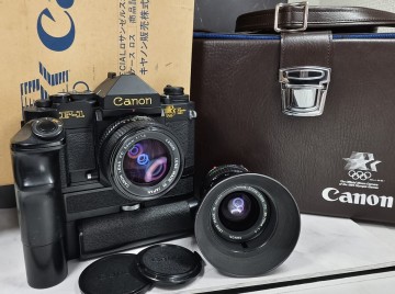 【終活】Canon NEW F-1 ロスオリンピック限定モデル 美品＋NEW FD 50mm f1.4＋35-70mm＋モータードライブFN型 各動作良好 露出計OK 光学OK
