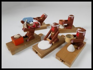 n502 奈良井 からくり玩具 信濃猿 そば食い猿/そばのし猿 他 廃絶郷土玩具 民芸品【白蓮】04