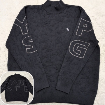 【XL相当 24年モデル 極美品】パーリーゲイツ PEARLY GATES トレーナー セーター ハイネック ニット ストレッチ メンズ ゴルフウェア 黒