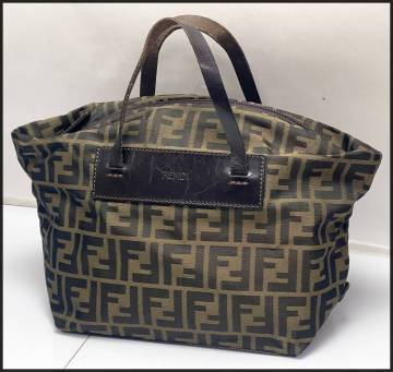 中古 フェンディ ズッカ柄 ミニハンドバッグ 15823-1-009 ナイロンキャンバス FENDI