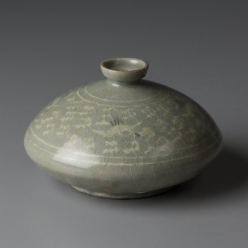 【五】高麗青磁象嵌雲鶴文油壷 高麗時代