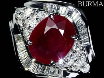 IGL18217SS【1円～】新品【RK宝石】≪RUBY≫ ビルマ産 極上天然ルビー 大粒2.43ct 極上ダイヤモンド 0.87ct Pt900 超高級リング GIA鑑別