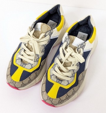 【SR003】 GUCCI RHYTON ローカット スニーカー SIZE 7+ 7 1/2 約26.5cm グッチ ライトン GGスプリーム GG柄 マルチカラー