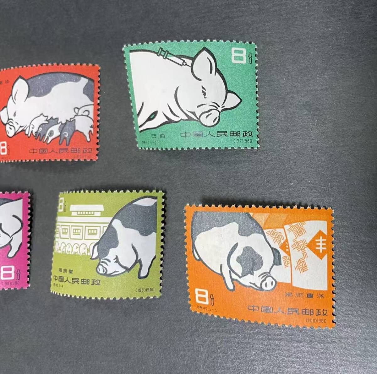  中国切手　特40　養豚　未使用　５種完　MY9