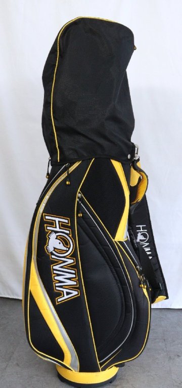 【ト長】HONMA 本間ゴルフ キャディバッグ ブラックイエロー系 CB-3101 軽量 コンパクト 初心者 8.5型 IA694IOA52