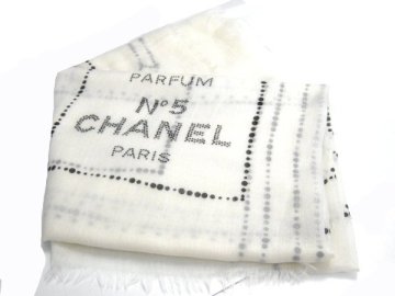 ★美品★僅かに難あり★CHANEL シャネル 大判スカーフ透け感あり　カシミヤ100％　イタリー製★