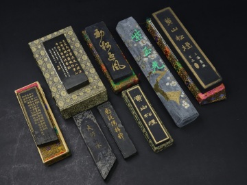 古墨 まとめ 大好山水 動松通風 黄山松煙 紫玉光 五石漆煙 特級松煙 特製油煙 中国 唐墨 唐物 古玩 書道具 文房四宝
