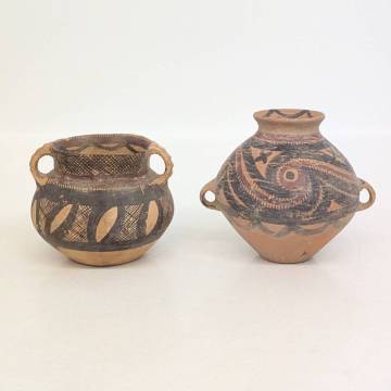 中国古玩 アンダーソン土器 彩陶双耳壺 2個セット 古代仰韶文化 H533