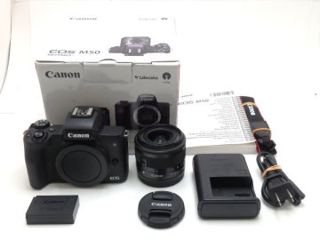 ★1円★ハローカメラ★ 1831 キャノン Canon EOS M50(EOS Kiss M) EF-M15-45mm F3.5-6.3 IS STM 約2410万画素 動作品 即決あり