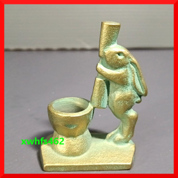 即決美品 鉄器製 餅つき兎 ペン立て 筆立て お月見 ウサギ うさぎ 文房具 盛岡鉄器 卓上 置物 民芸品 工芸品 昭和 レトロ ヴィンテージ zak