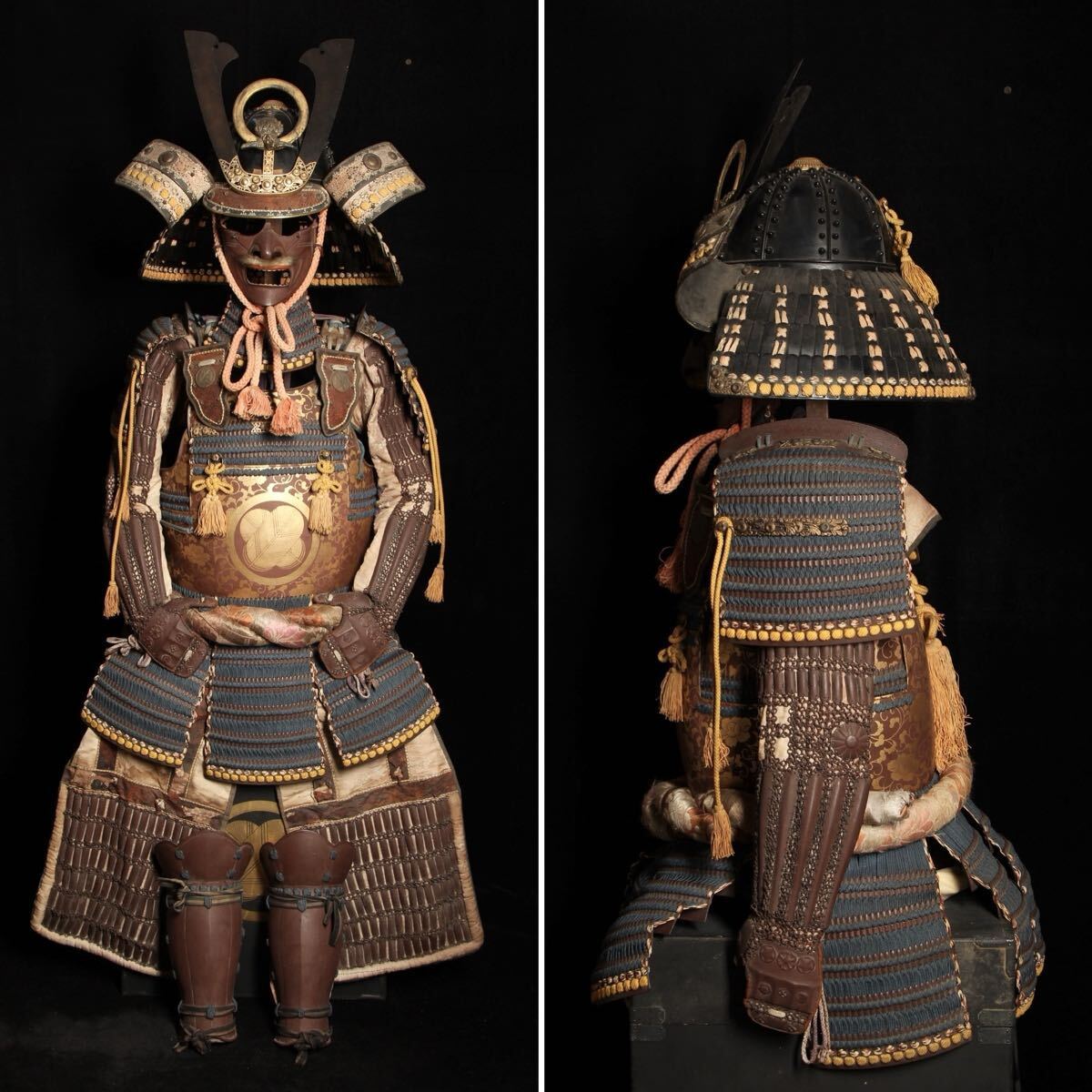 等身大 鎧兜 甲冑 鎧 兜 鎧櫃 鉄地 唐草文 家紋 武具 防具 骨董 古美術 (Qq85B#R0502R0804127) - 购够网