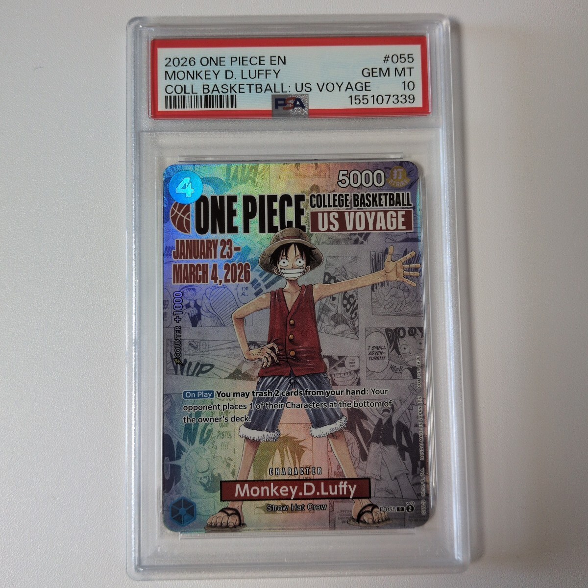  PSA10｜ONE PIECE EN COLL BASKETBALL US VOYAGE #055｜MONKEY D. RUFFY｜アメリカ　バスケットボール ワンピース プロモ ルフィ　　