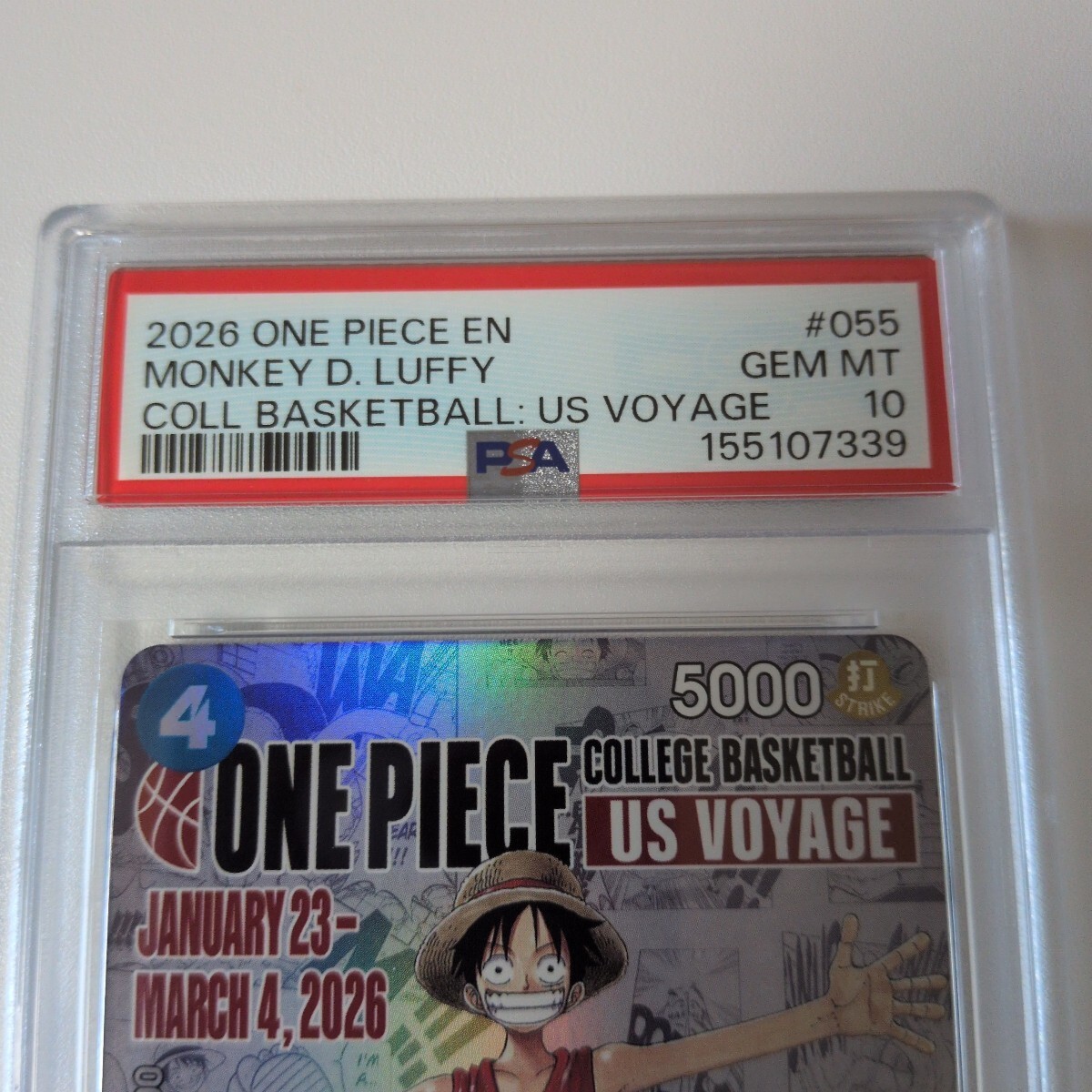  PSA10｜ONE PIECE EN COLL BASKETBALL US VOYAGE #055｜MONKEY D. RUFFY｜アメリカ　バスケットボール ワンピース プロモ ルフィ　　